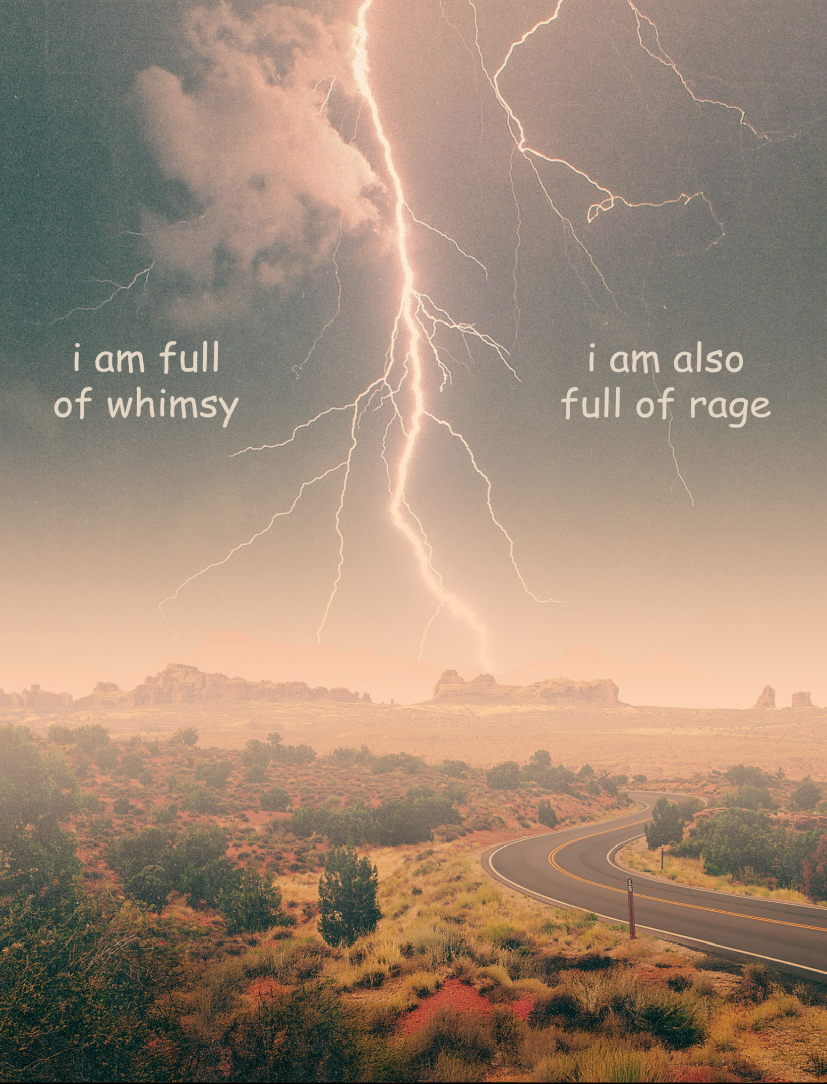 I am full of whimsy, I am also full of rage Print